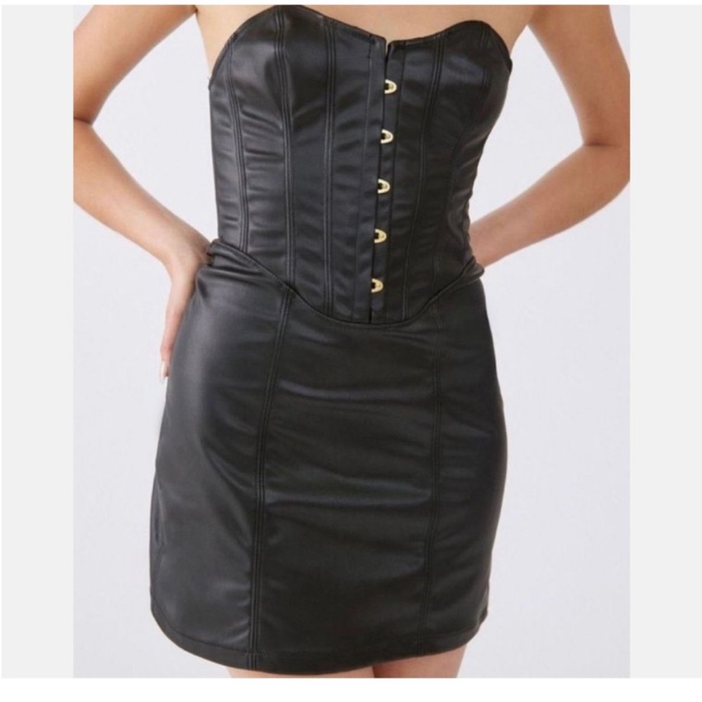NWT Urban Outfitters leather dress with corset top black NWT never worn size M